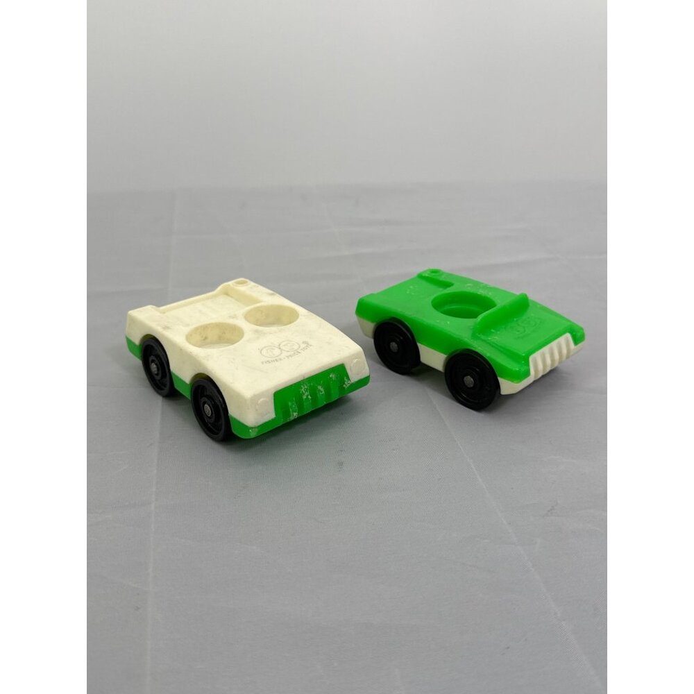 Vintage Fisher Price Little People Green White Two Seater Passanger One Seater